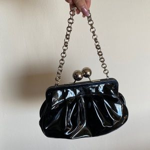 Apt 9 Faux Patent Leather Purse Black Clutch w/ Chain Handle